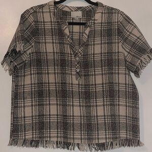 Greylin plaid boxy top